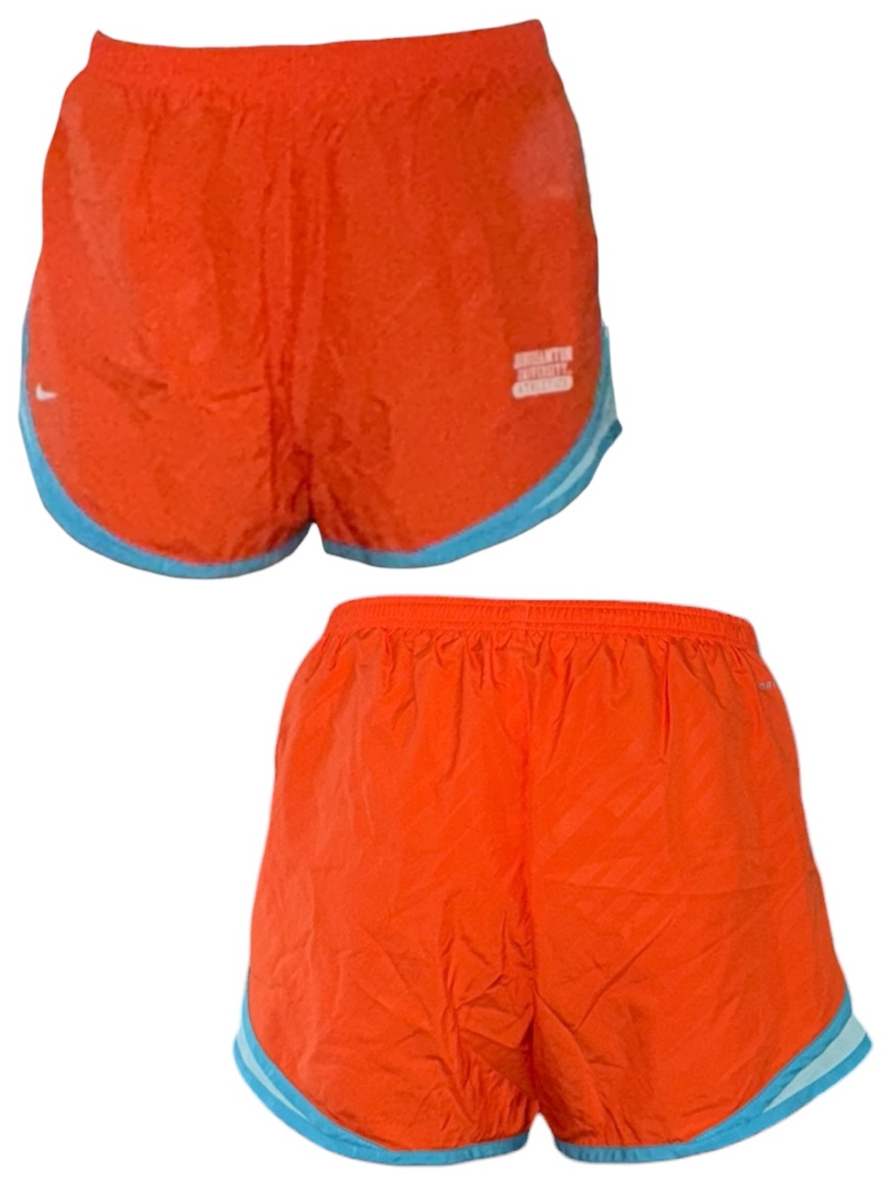Nike Dri-Fit Binghamton University Athletics Orange Track Shorts with Blue Trim